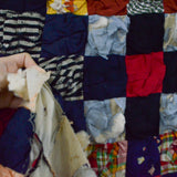 Colorful Vintage Puff Yo-Yo Checkerboard Quilt - 46" x 76" - Fragile, Unfinished