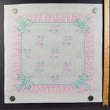 Pink + Green Bow Pillow Painted Needlepoint Canvas