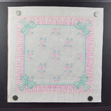 Pink + Green Bow Pillow Painted Needlepoint Canvas