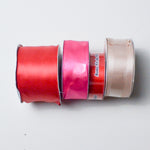 Red + Beige Wired Edge Ribbon - 4 Spools Default Title
