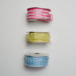 Pink, Yellow + Blue Sheer Patterned Ribbon - 3 Spools