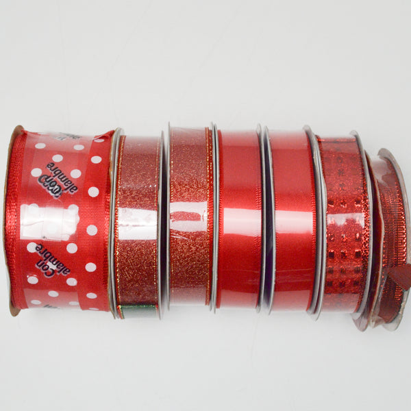 Red Ribbon Bundle - 7 Spools