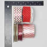 Red + White Ribbon + Metallic Cord Bundle - 6 Spools