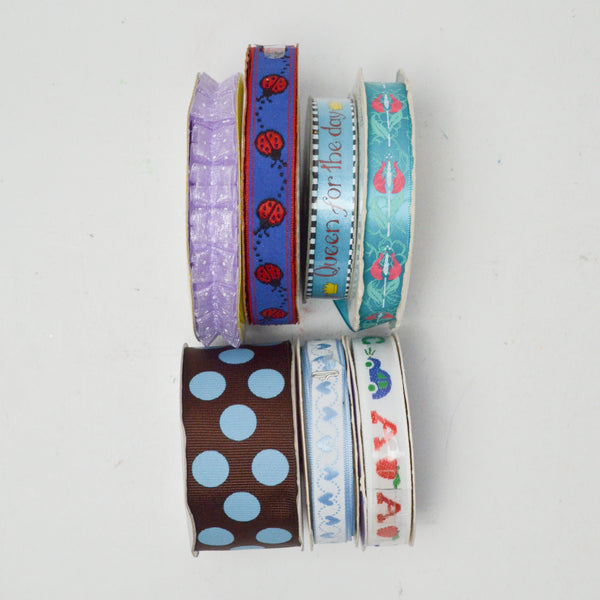 Printed + Woven Patterned Ribbon Bundle - 7 Spools