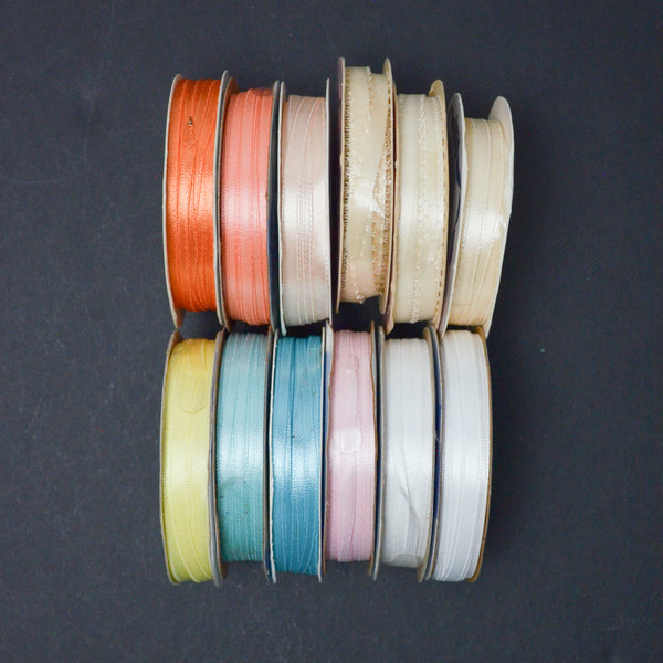 Rainbow Pastel Narrow + Picot Edge Ribbon Bundle - 12 Spools