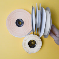 White + Light Peach Grosgrain Ribbon - 5 Spools