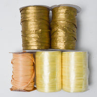 Gold, Yellow + Brown Raffia + Synthetic Raffia Ribbon - 5 Spools