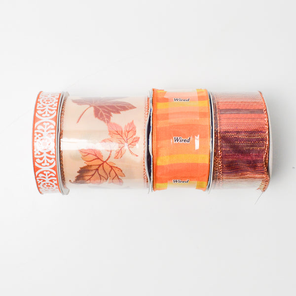 Orange Wired Ribbon - 4 Spools