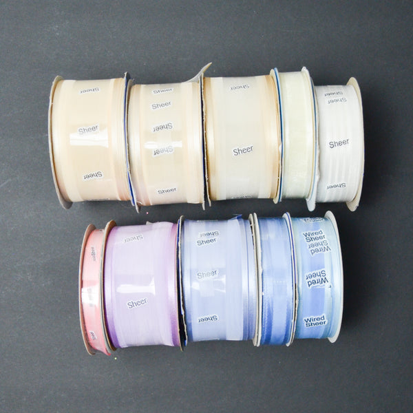 Pastel Sheer Satin-Edge Ribbon - 10 Spools