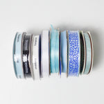 Blue + White Ribbon Bundle - 8 Spools