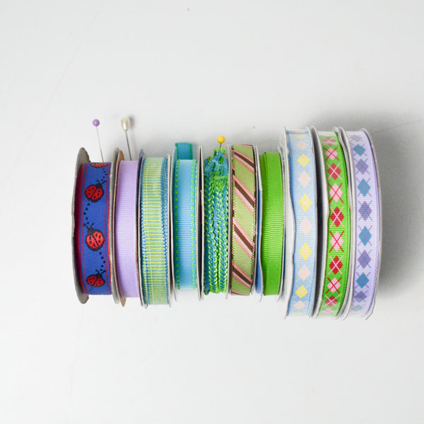 Purple + Green Ribbon Bundle - 10 Spools