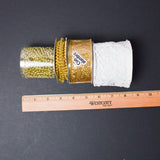 Gold + White Ribbon, Lace + Plastic Bead Trim Bundle - 4 Spools