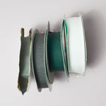 Green, Gray + White Petersham Grosgrain Ribbon - 4 Spools