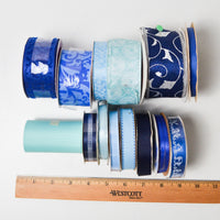 Blue + Green Ribbon Bundle - 14 Spools