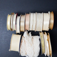 White + Beige Ribbon Bundle - 15 Spools