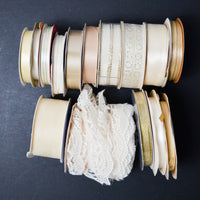 White + Beige Ribbon Bundle - 15 Spools