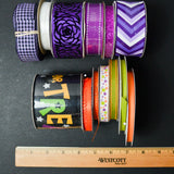 Purple, Green, Orange + Halloween Ribbon Bundle - 14 Spools