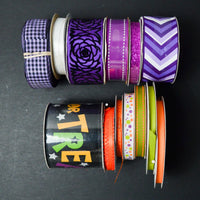 Purple, Green, Orange + Halloween Ribbon Bundle - 14 Spools