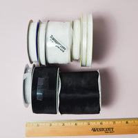 Black + White Sparkly + Sheer Ribbon Bundle - 8 Spools