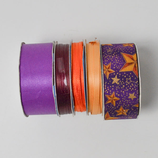 Purple, Orange + Yellow Ribbon - 5 Spools
