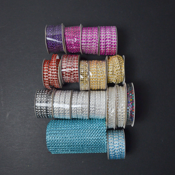 Rhinestone Adhesive Trim + Rhinestone Net Trim - 18 Spools