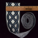 Gray Velvet + White Celtic Knot Style Pattern Applique Ribbon