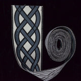 Gray Velvet + White Celtic Knot Style Pattern Applique Ribbon