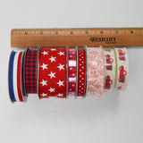Red, White + Blue Patterned Ribbon - 8 Spools