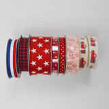 Red, White + Blue Patterned Ribbon - 8 Spools