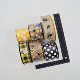 Black, Brown + Yellow Ribbon Bundle - 6 Rolls