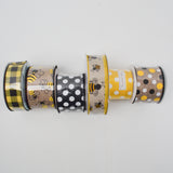 Black, Brown + Yellow Ribbon Bundle - 6 Rolls