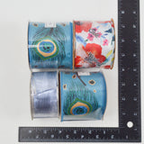 Peacock + Floral Ribbon Bundle - 4 Rolls