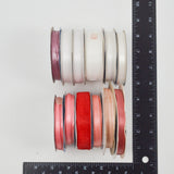 Red + White Satin Ribbon Bundle - 12 Rolls