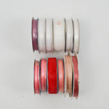 Red + White Satin Ribbon Bundle - 12 Rolls