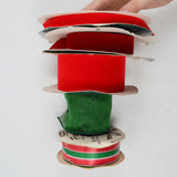 Red + Green Velvety + Flora-Satin Polypropylene Ribbon Bundle - 6 Rolls