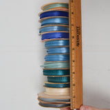 Blue + Teal Satin Ribbon Bundle - 15 Rolls