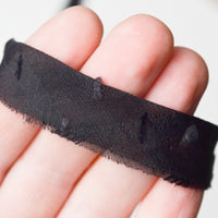 Black Fringe Embroidered Single-Fold Sheer Trim - 1 Spool