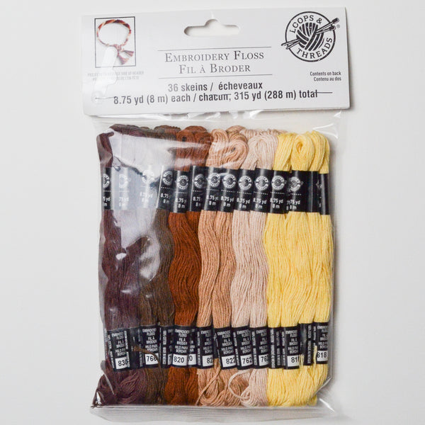 Brown + Yellow Loops + Threads Embroidery Floss - 36 Skeins