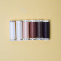 Brown, Pink + White Thread Bundle - 6 Spools