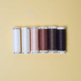 Brown, Pink + White Thread Bundle - 6 Spools