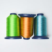 Green, Orange + Teal Robison-Anton Rayon Machine Embroidery Thread - 3 Spools