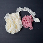 White + Pink Lace Ruffle Trim