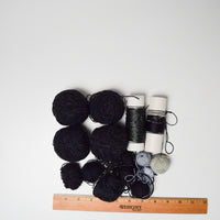 Black + Gray Silky Cord Yarn + String Bundle