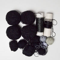 Black + Gray Silky Cord Yarn + String Bundle