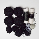 Black + Gray Silky Cord Yarn + String Bundle