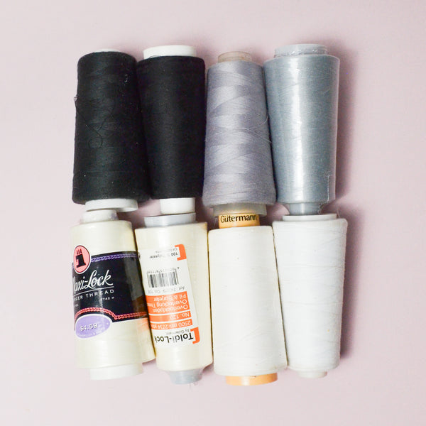 Black, Gray + White Thread - 8 Cones