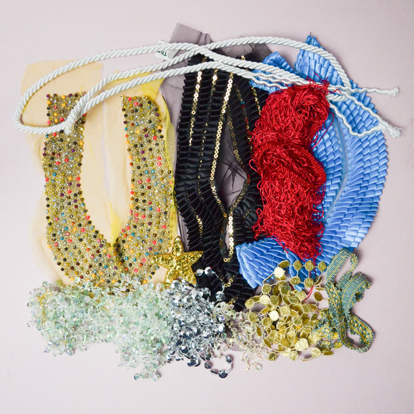 Assorted Decorative + Plastic Beaded Trim Bundle