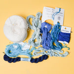 Blue + White Mixed Weight Silk Embroidery Thread Bundle