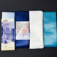 Blue, White + Teal Satin Blanket Binding Bundle