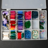 Embroidery Floss + Cardboard Bobbins in Compartment Case